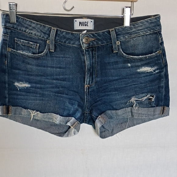 PAIGE Pants - PAIGE Women's Distressed Blue Jean Shorts Size 27